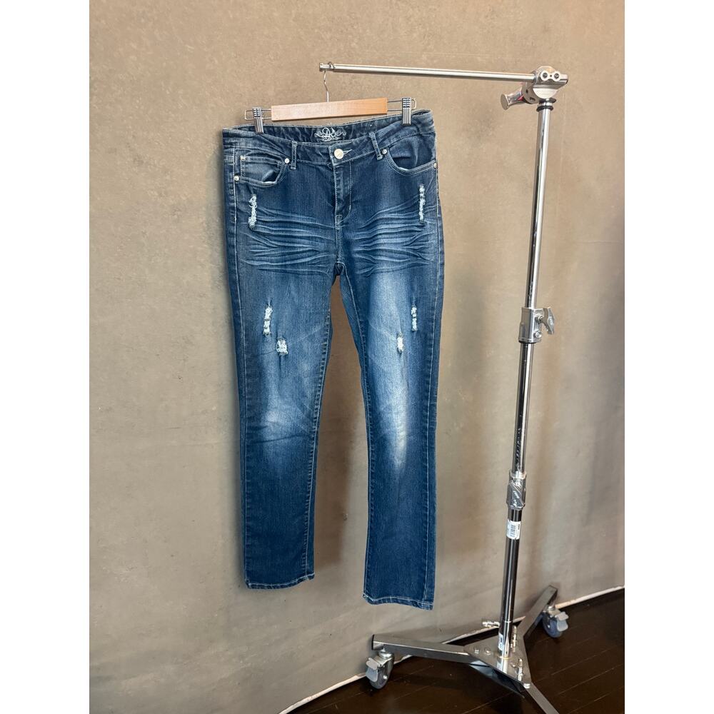Do Denim Y2K Embellished Silver Medallion Distressed Skinny Jeans Women's 11/32